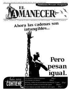Periodico anarquista El Amanecer, Julio 2013, portada